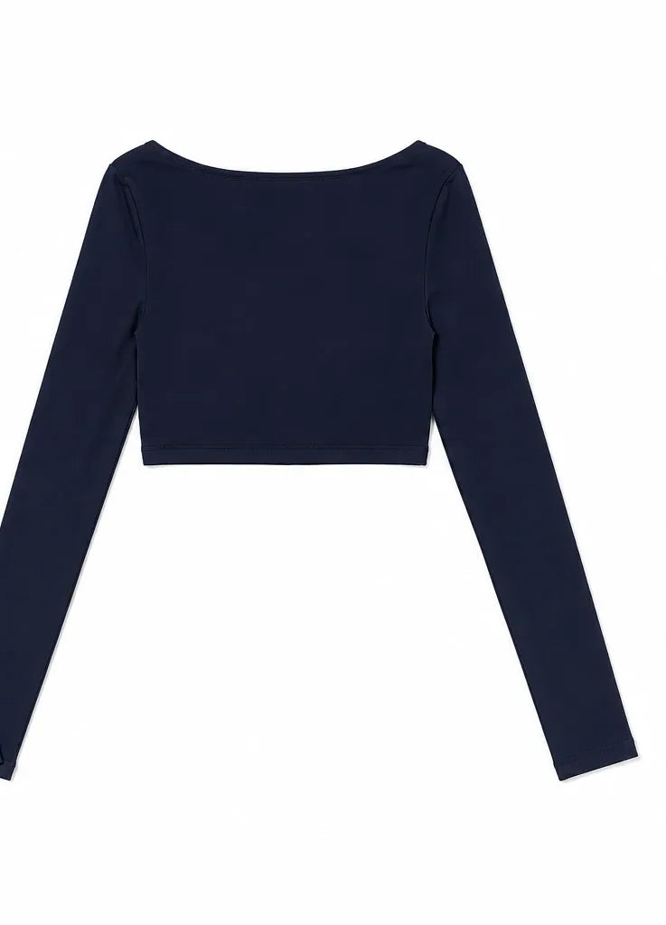 Long-Sleeve Crop Top in Blue