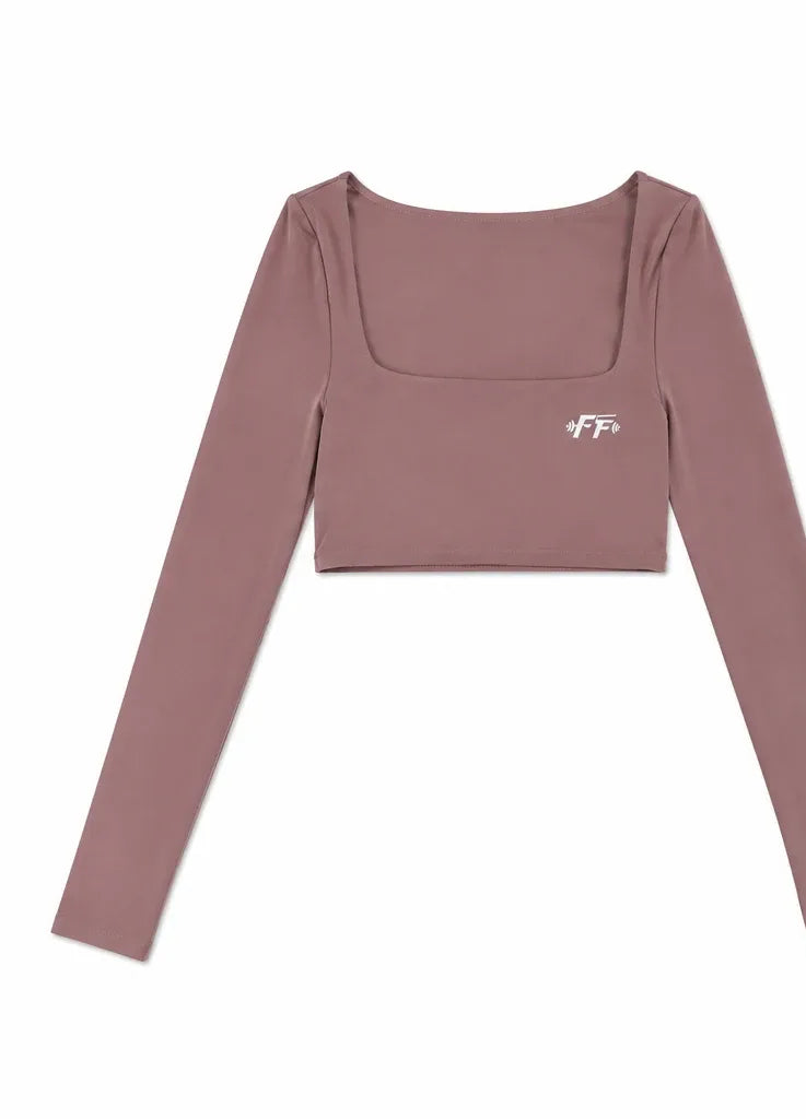 Long-Sleeve Crop Top in Pink