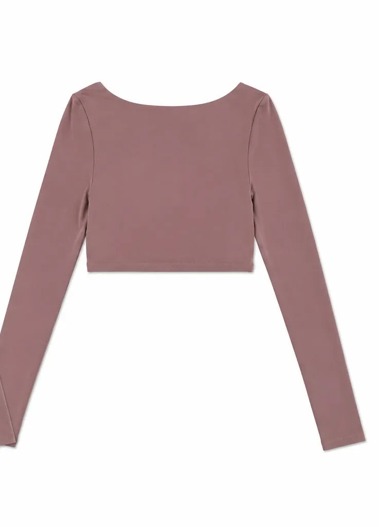 Long-Sleeve Crop Top in Pink